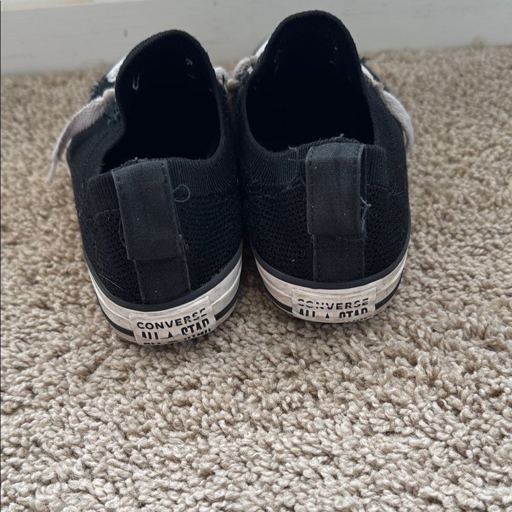 Converse Chuck Taylor Black Knit Canvas Sneakers Kids 2 - Picture 3 of 6